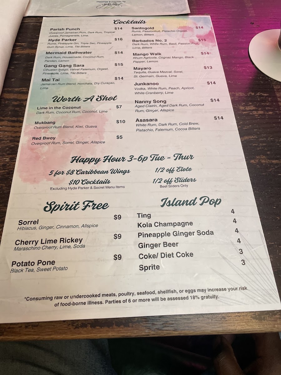14 Parish menu board