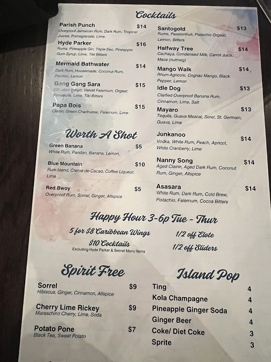 14 Parish menu board