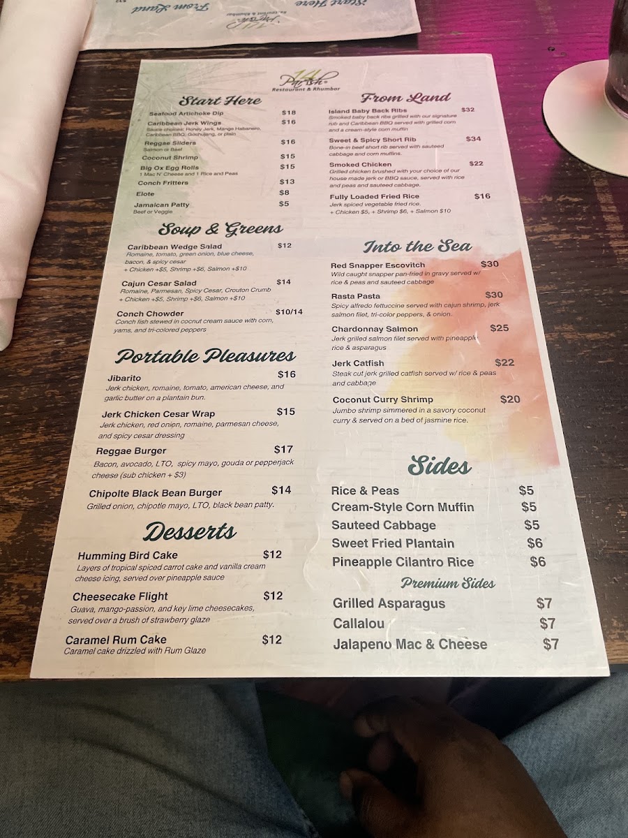 14 Parish menu board