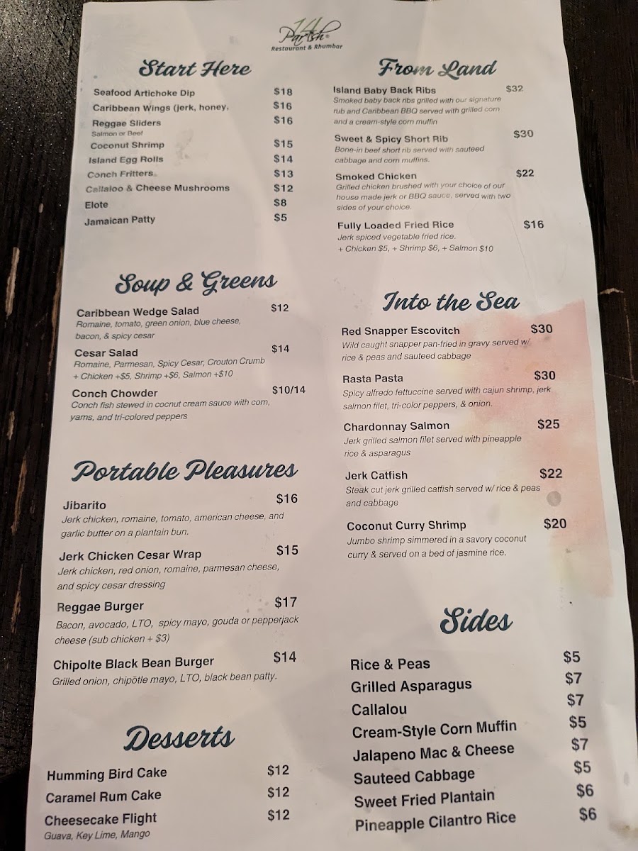 14 Parish menu board