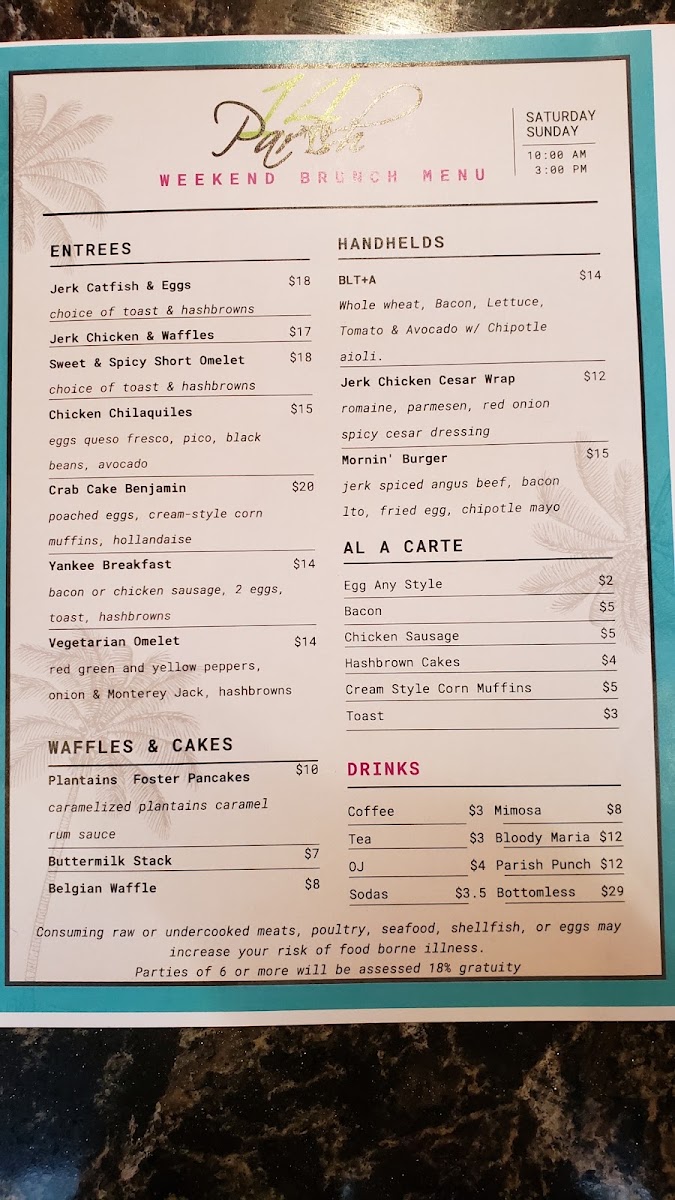 14 Parish menu board