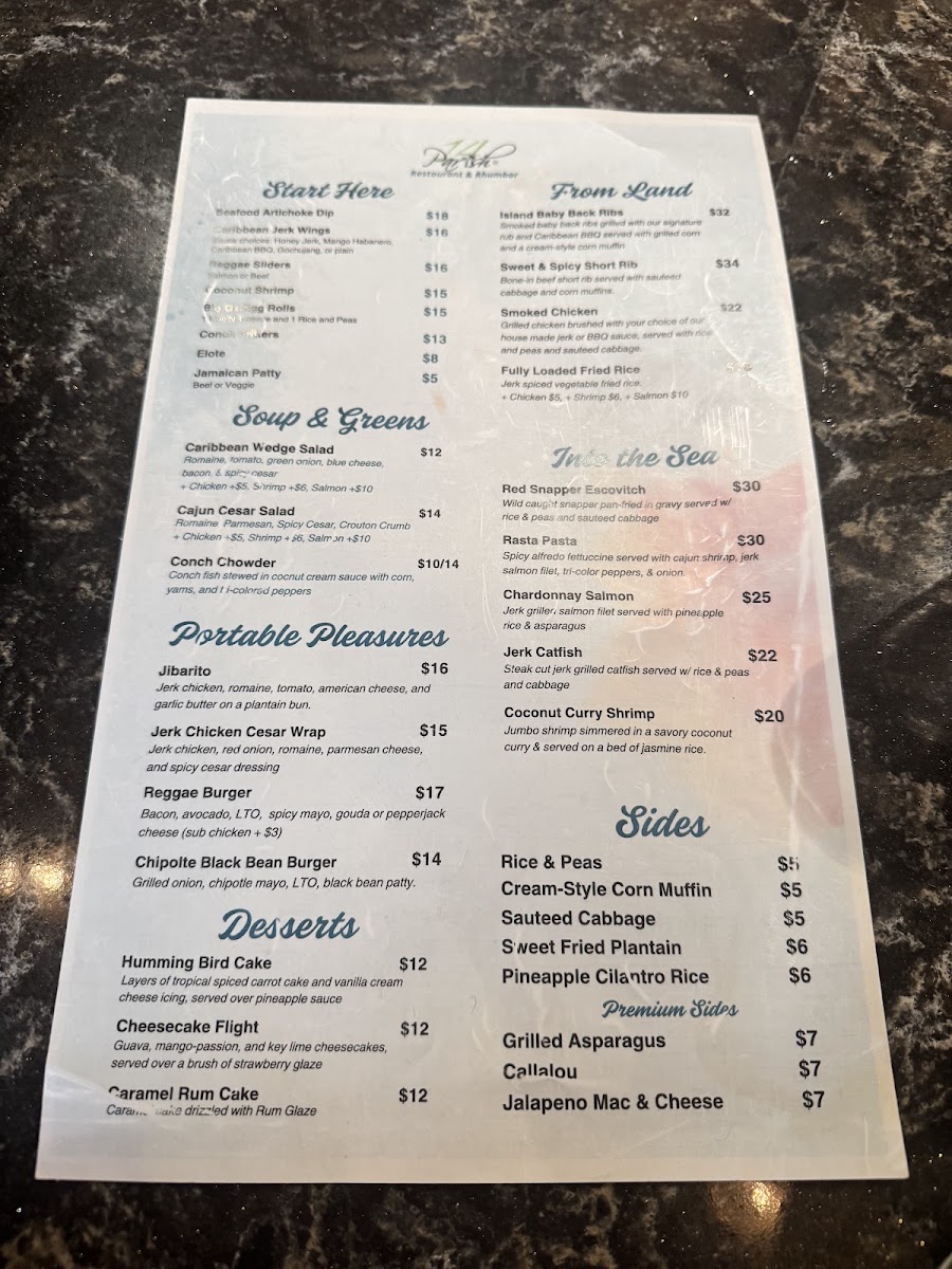 14 Parish menu board