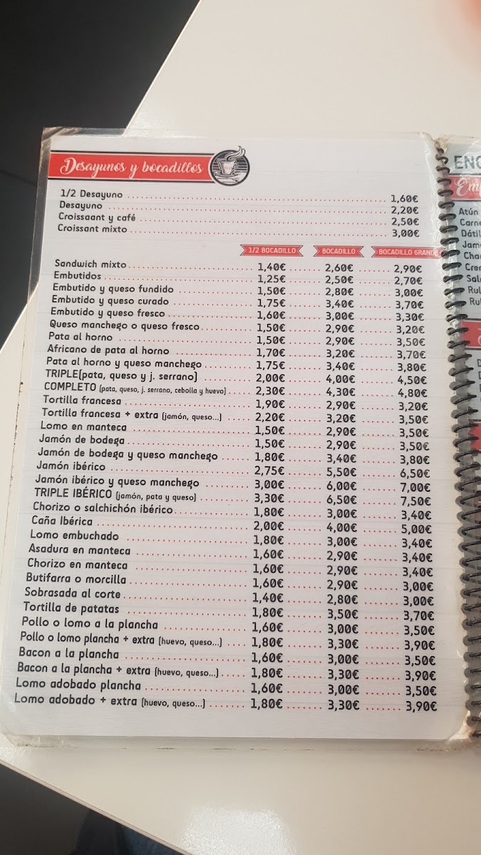 La Alemana. Cafeteria Charcuteria menu board