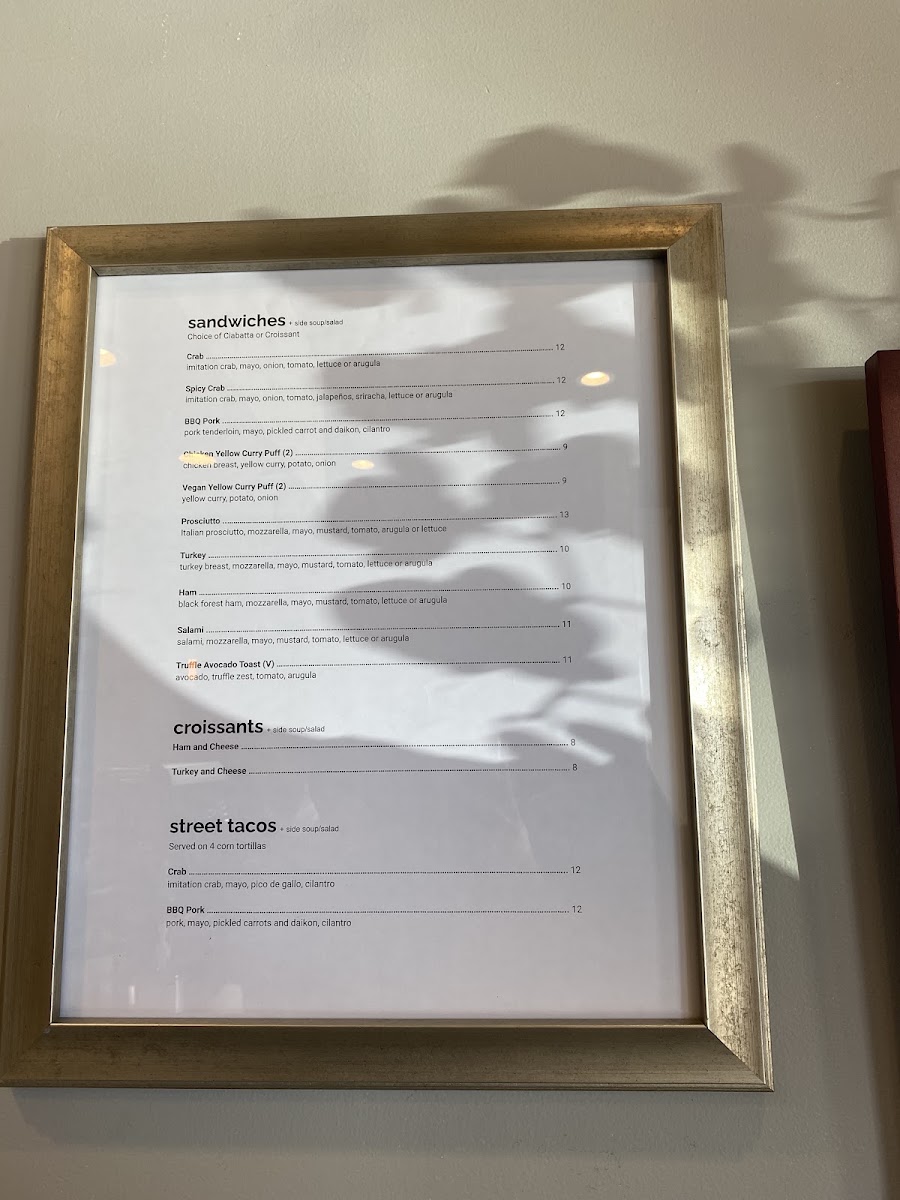 TK Cafe menu board