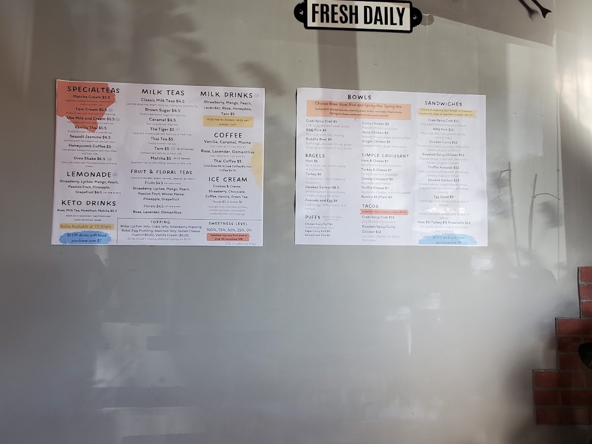 TK Cafe menu board