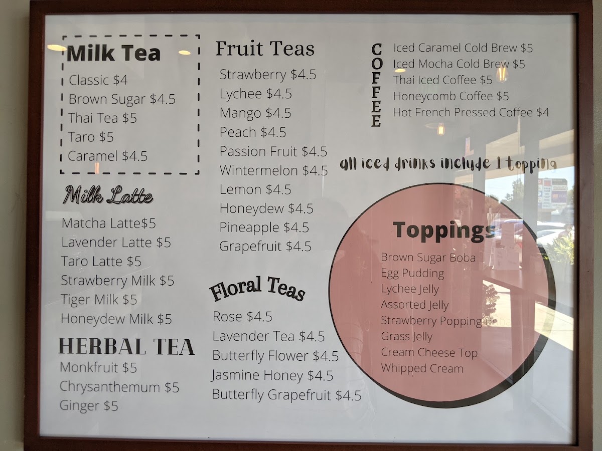 TK Cafe menu board