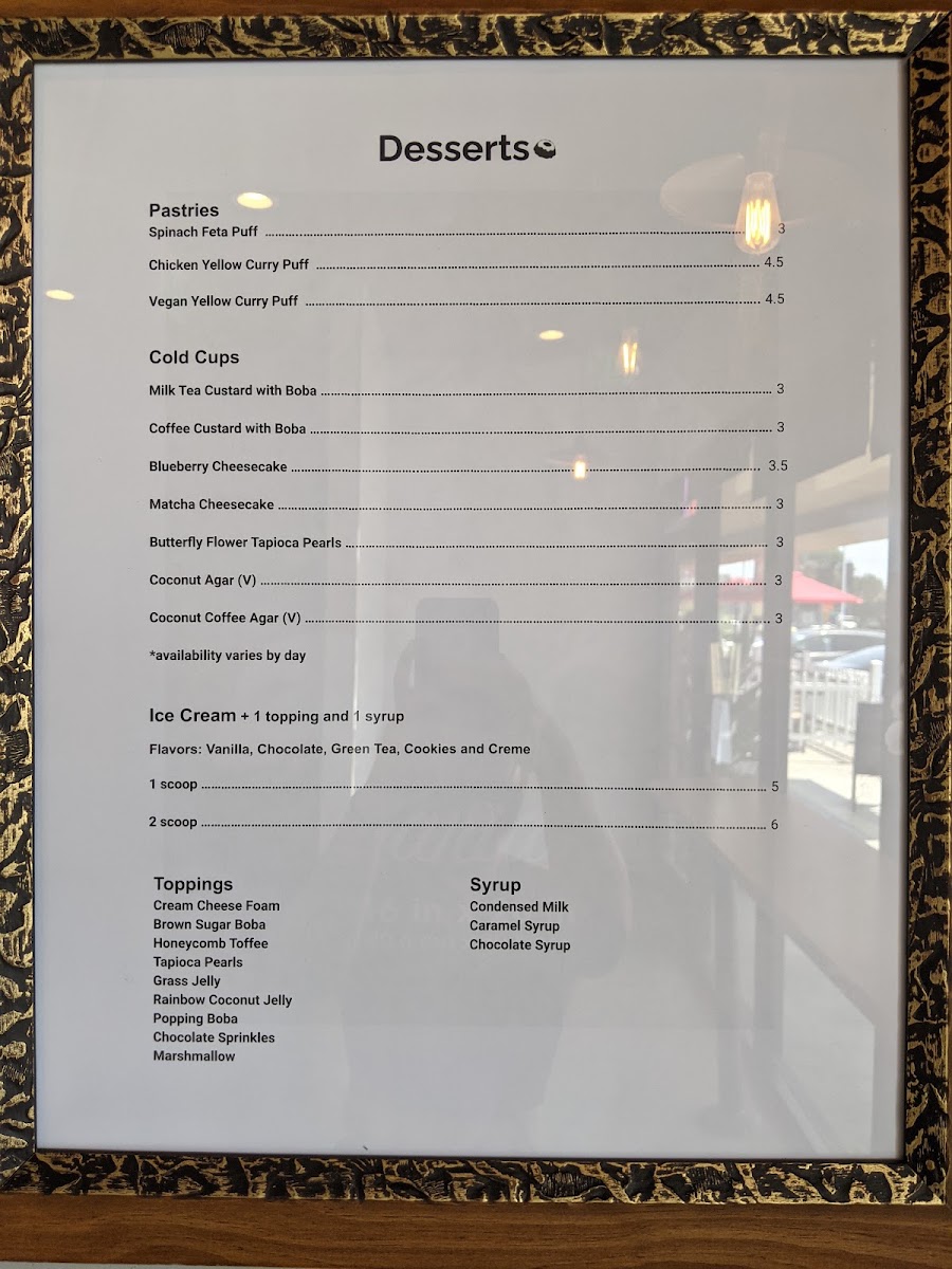 TK Cafe menu board