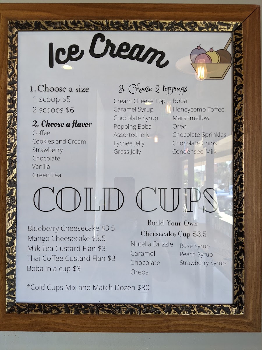 TK Cafe menu board