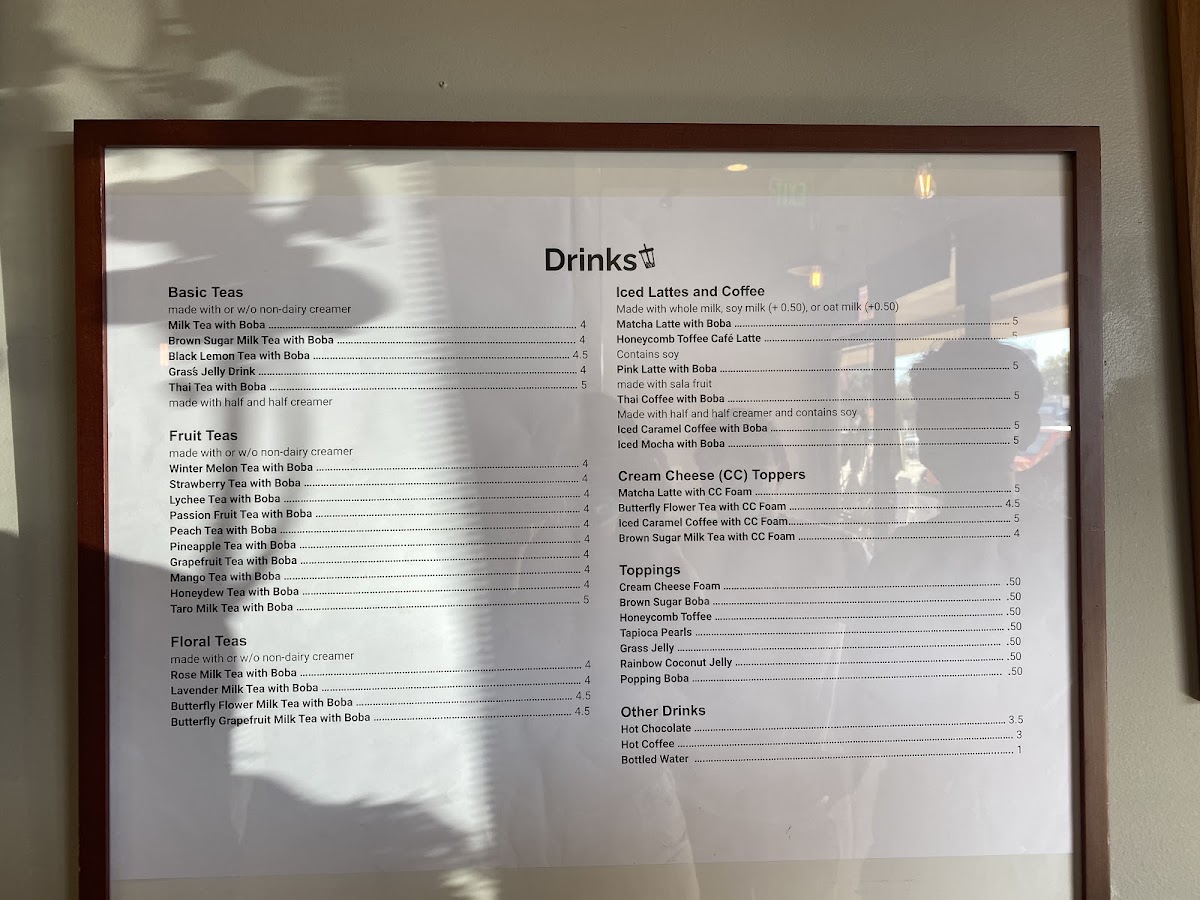 TK Cafe menu board