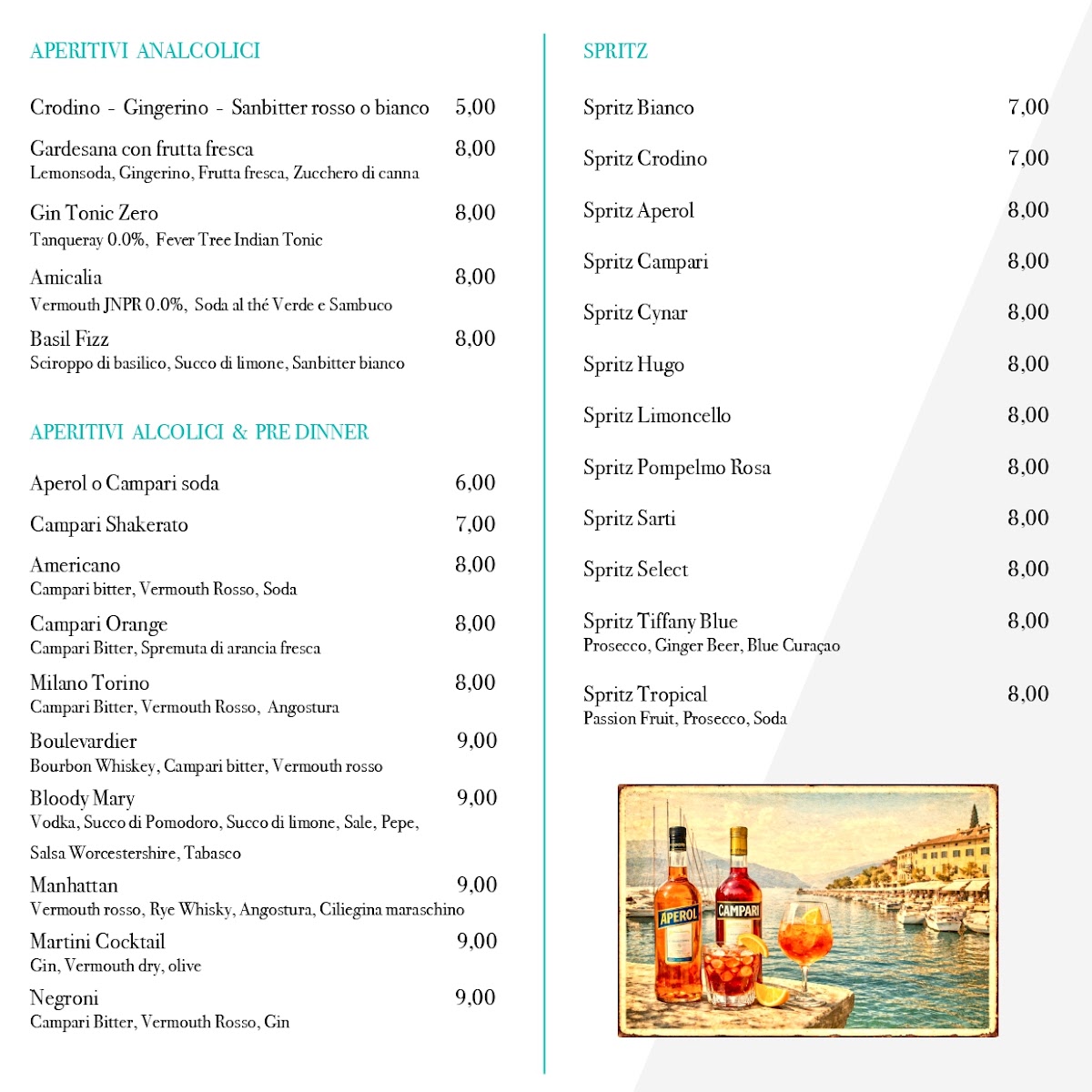 Cafe Gardesana menu board