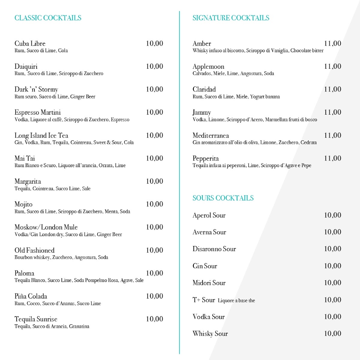 Cafe Gardesana menu board