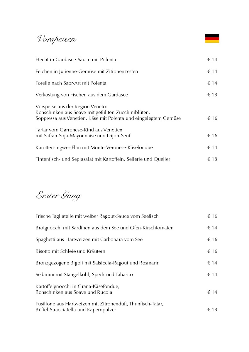Cafe Gardesana menu board