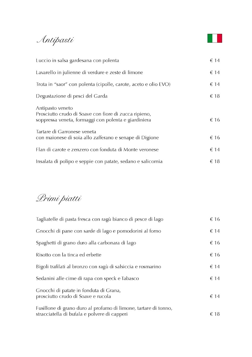 Cafe Gardesana menu board
