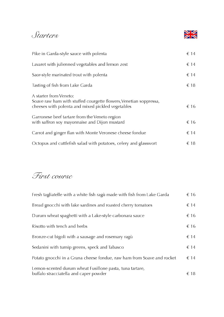 Cafe Gardesana menu board