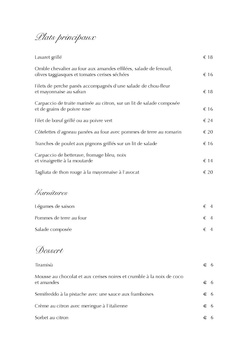 Cafe Gardesana menu board
