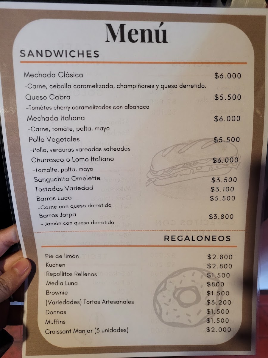 Café Ñañitas menu board