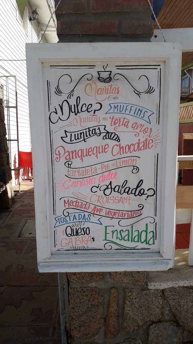 Café Ñañitas menu board