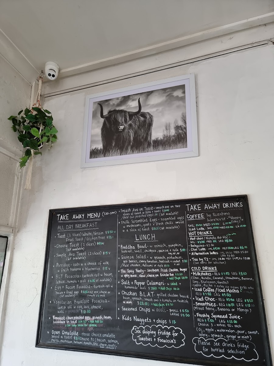 Bean Counter Cafe menu board