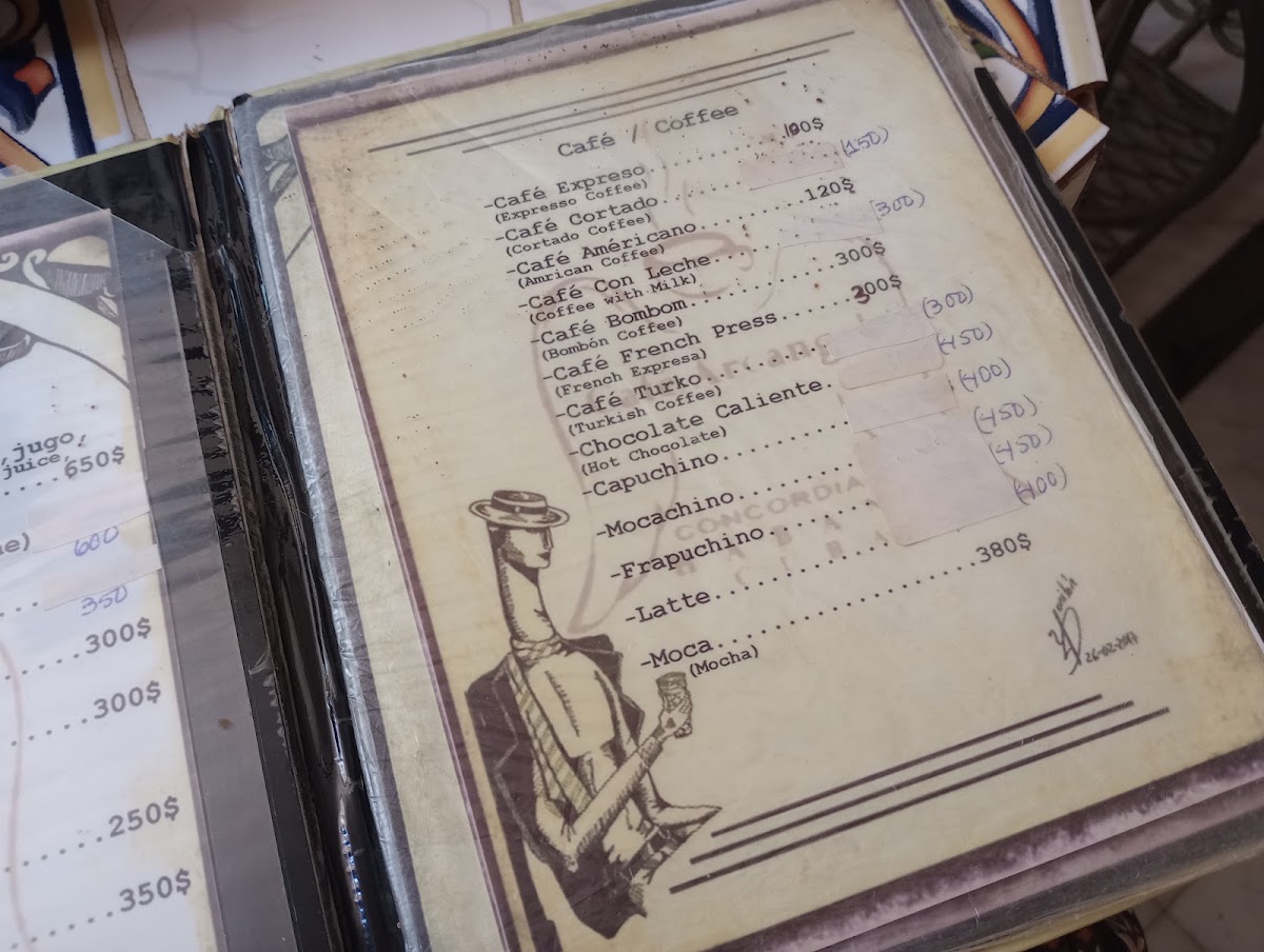 Cafe Arcangel menu board