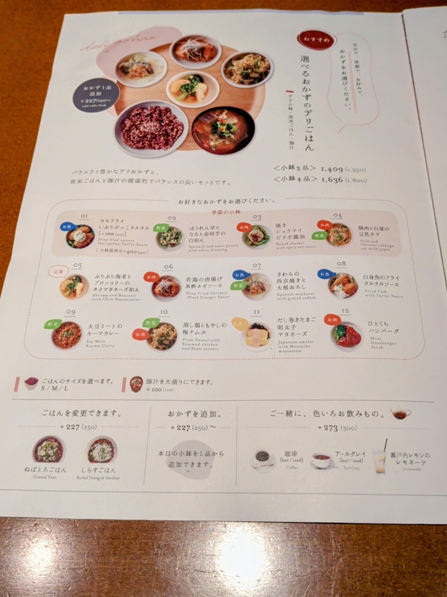 Cafe Yusoshi Chano-ma Ueno menu board