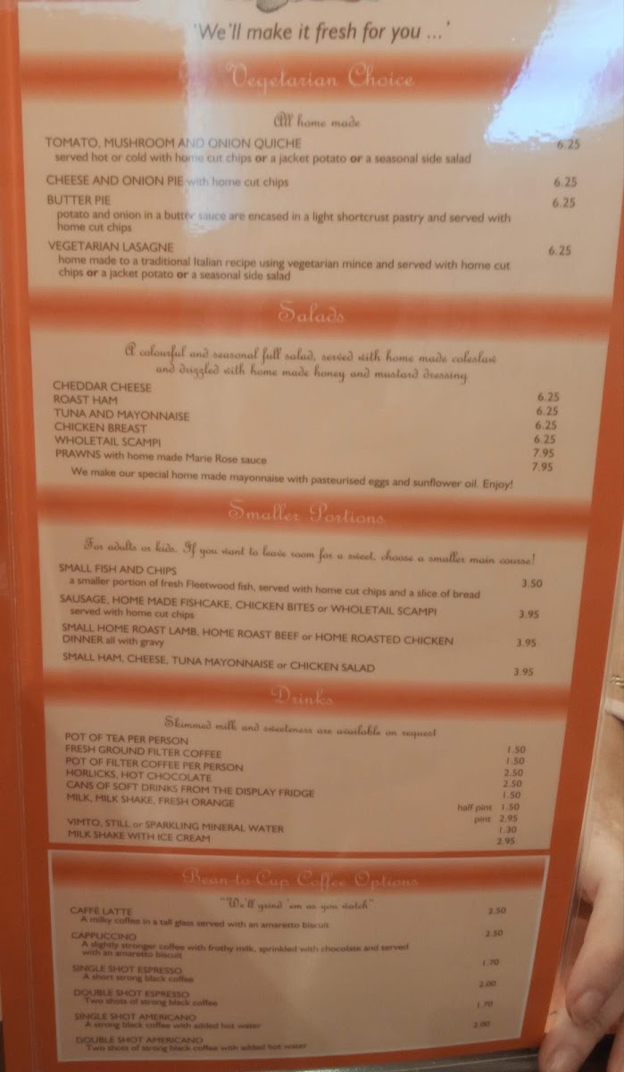 The Bake House menu board