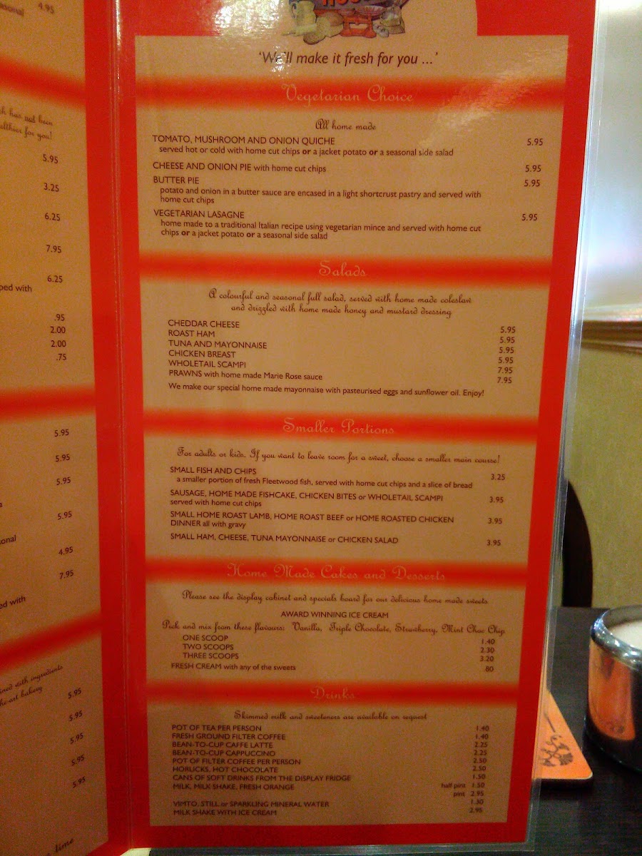 The Bake House menu board