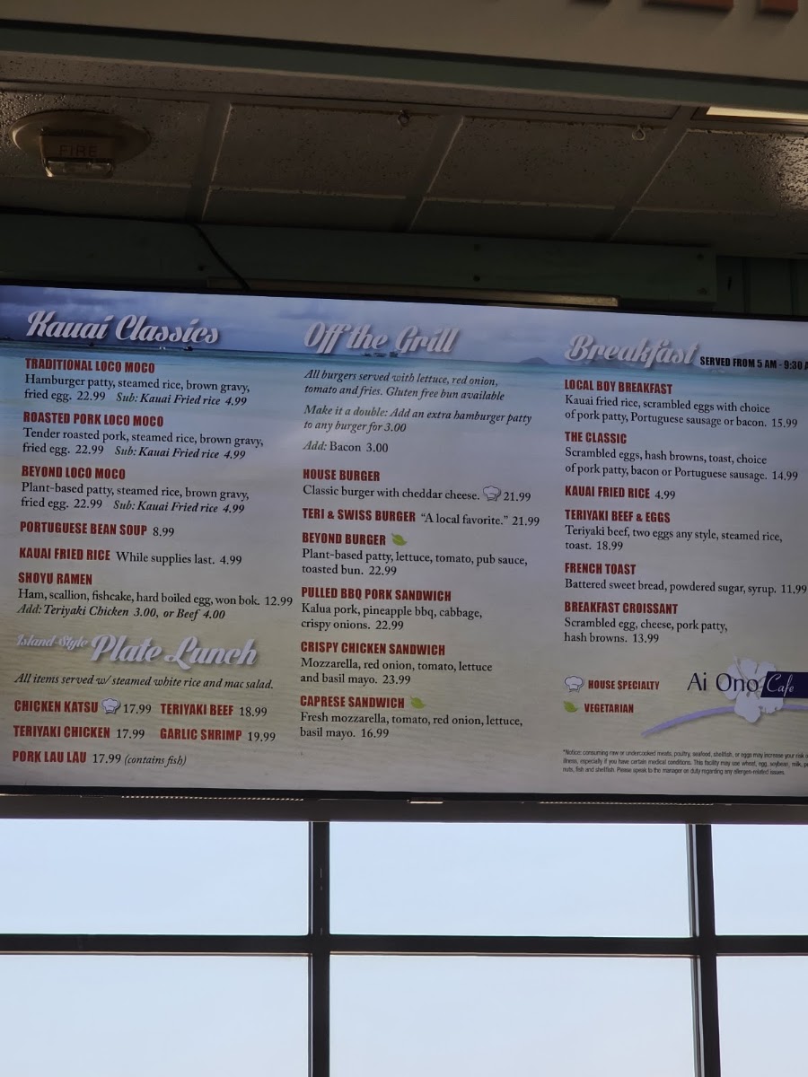 Ai Ono Cafe menu board