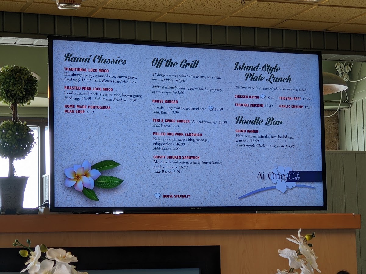 Ai Ono Cafe menu board