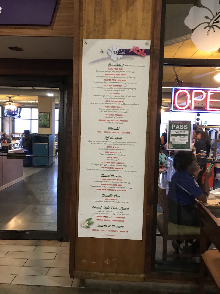 Ai Ono Cafe menu board