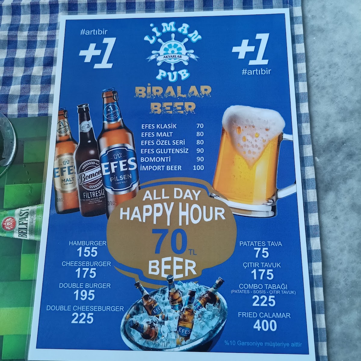 Akyarlar Harbor Village Café menu board