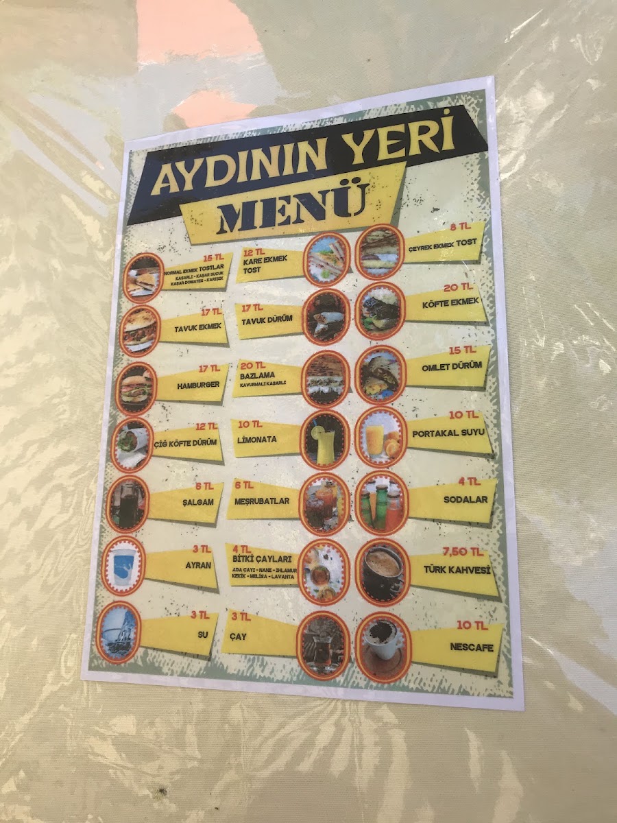 Akyarlar Harbor Village Café menu board