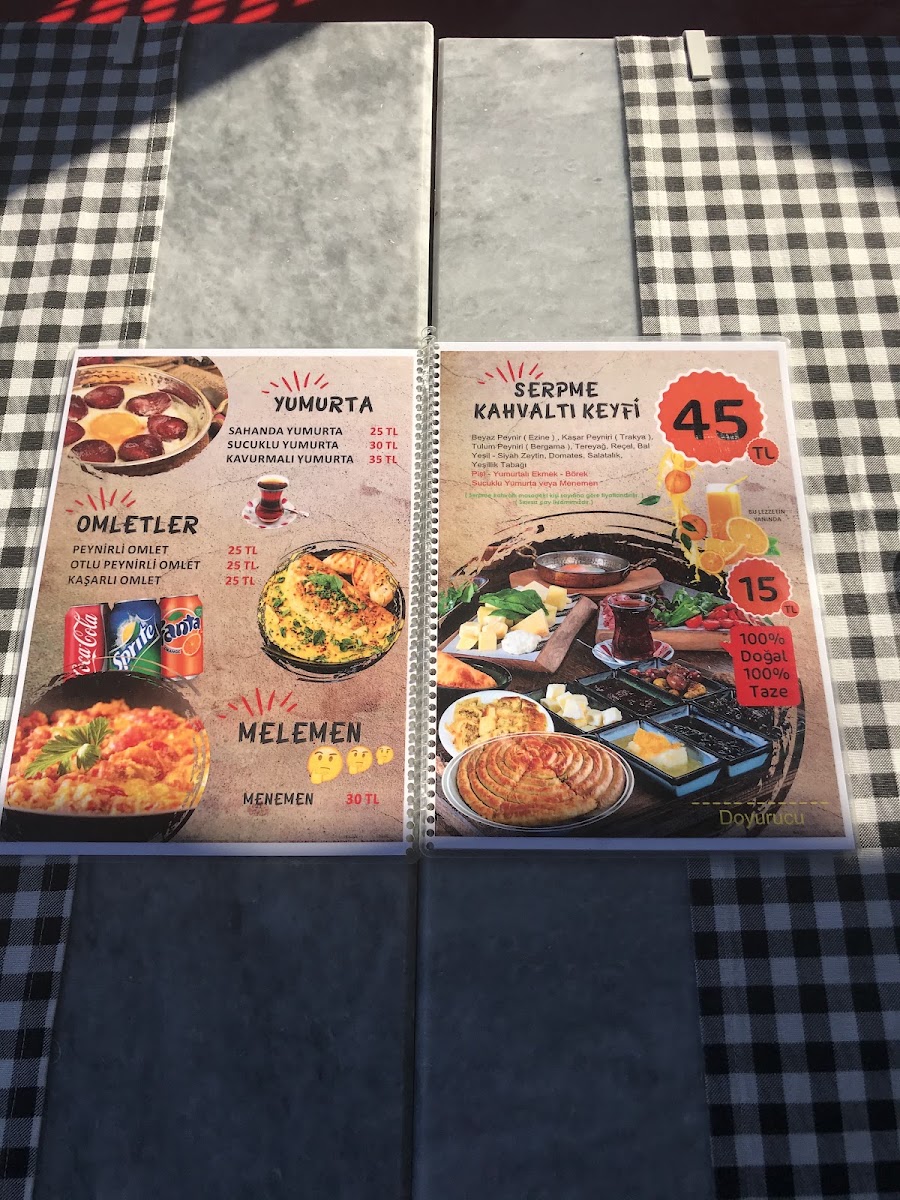 Akyarlar Harbor Village Café menu board