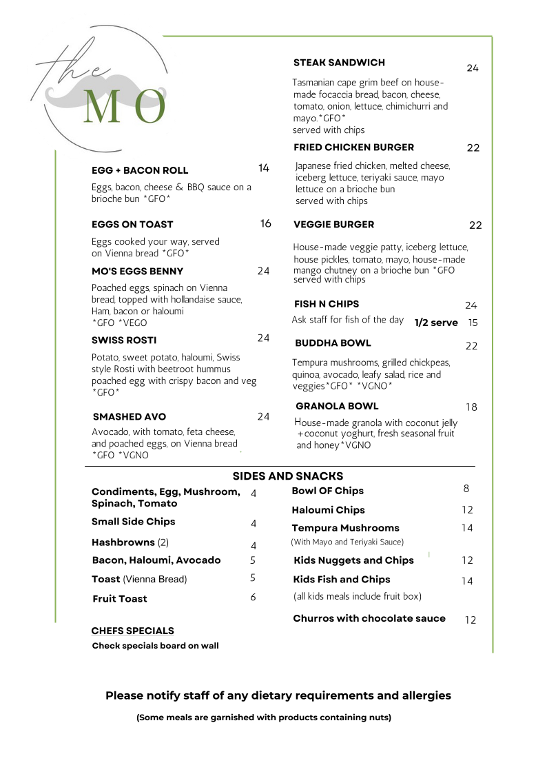 Touch of the MO menu board