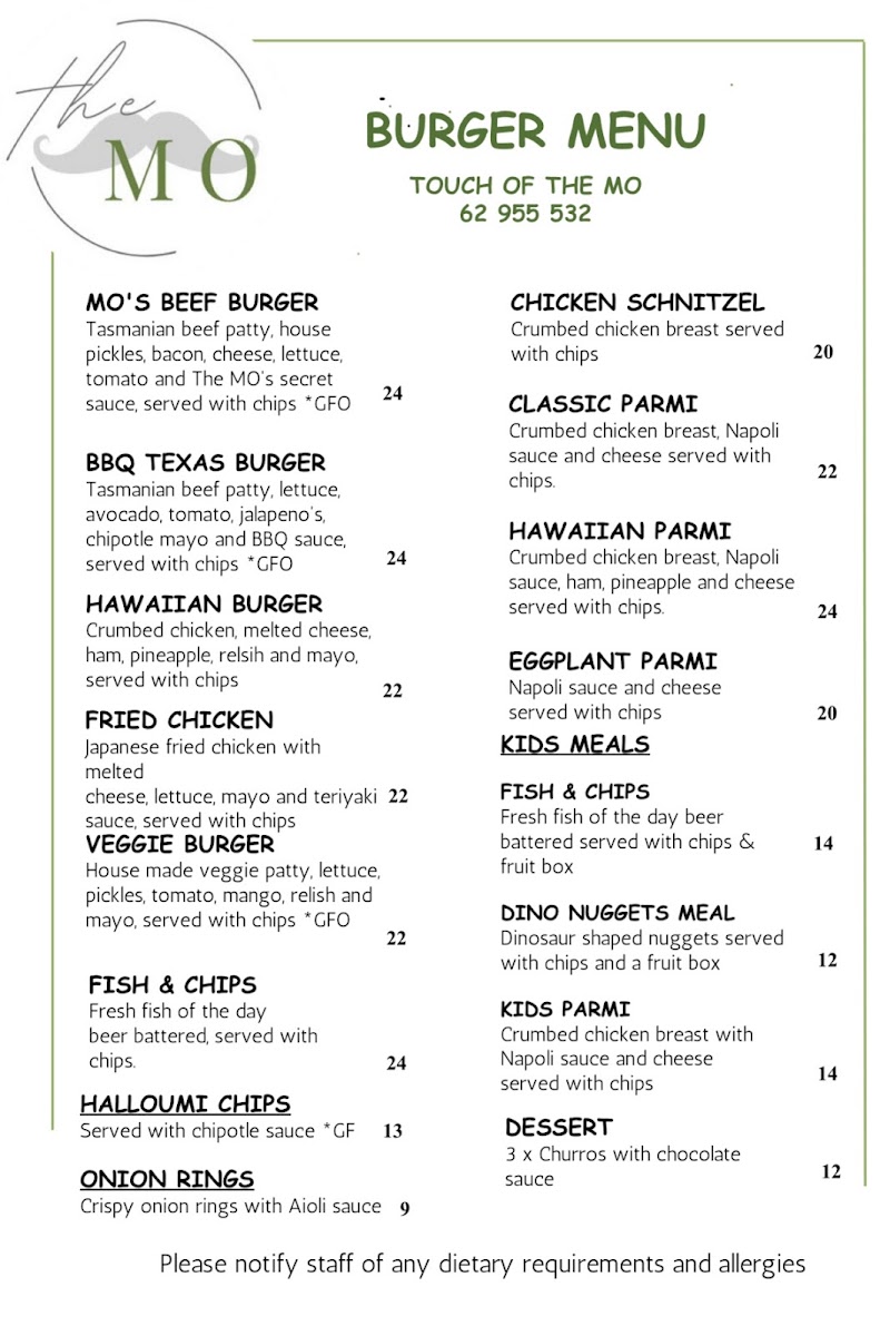 Touch of the MO menu board