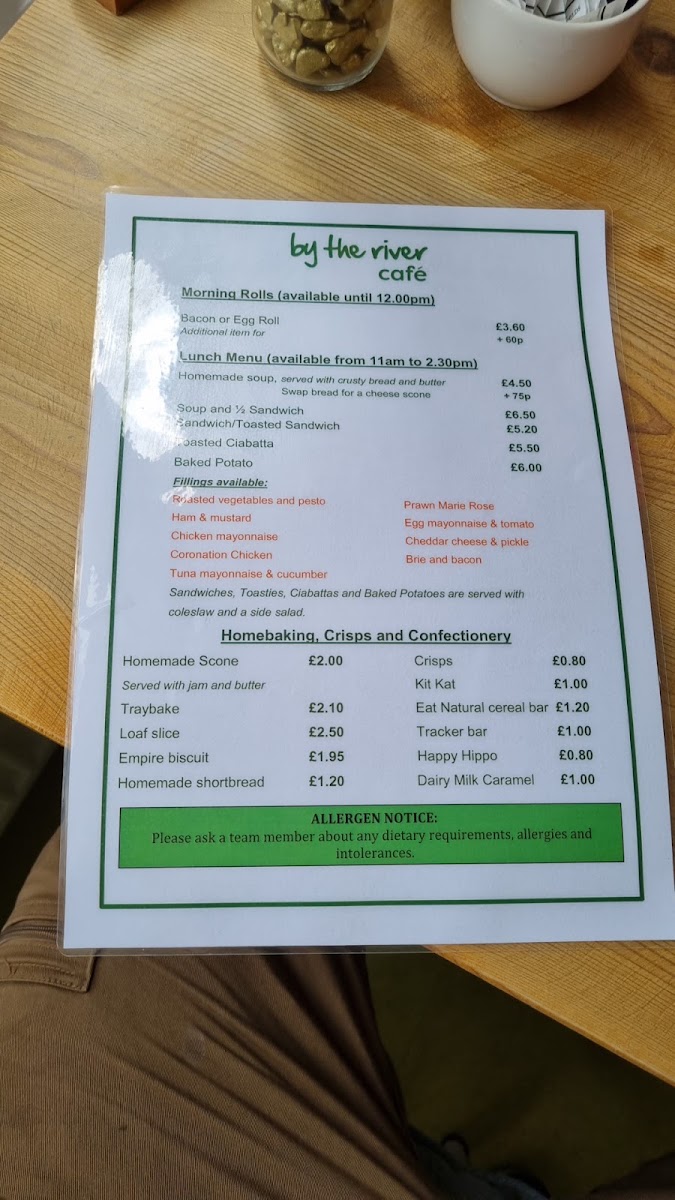 Highland Hospice - By The River Café menu board