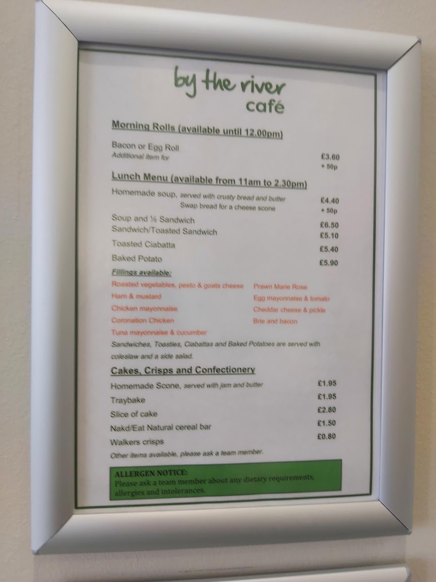 Highland Hospice - By The River Café menu board