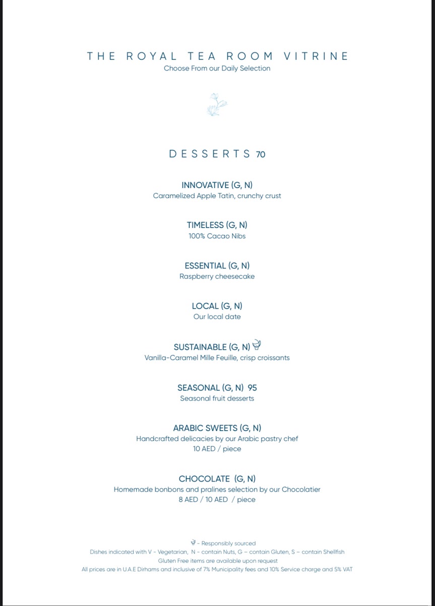 The Royal Tearoom menu board
