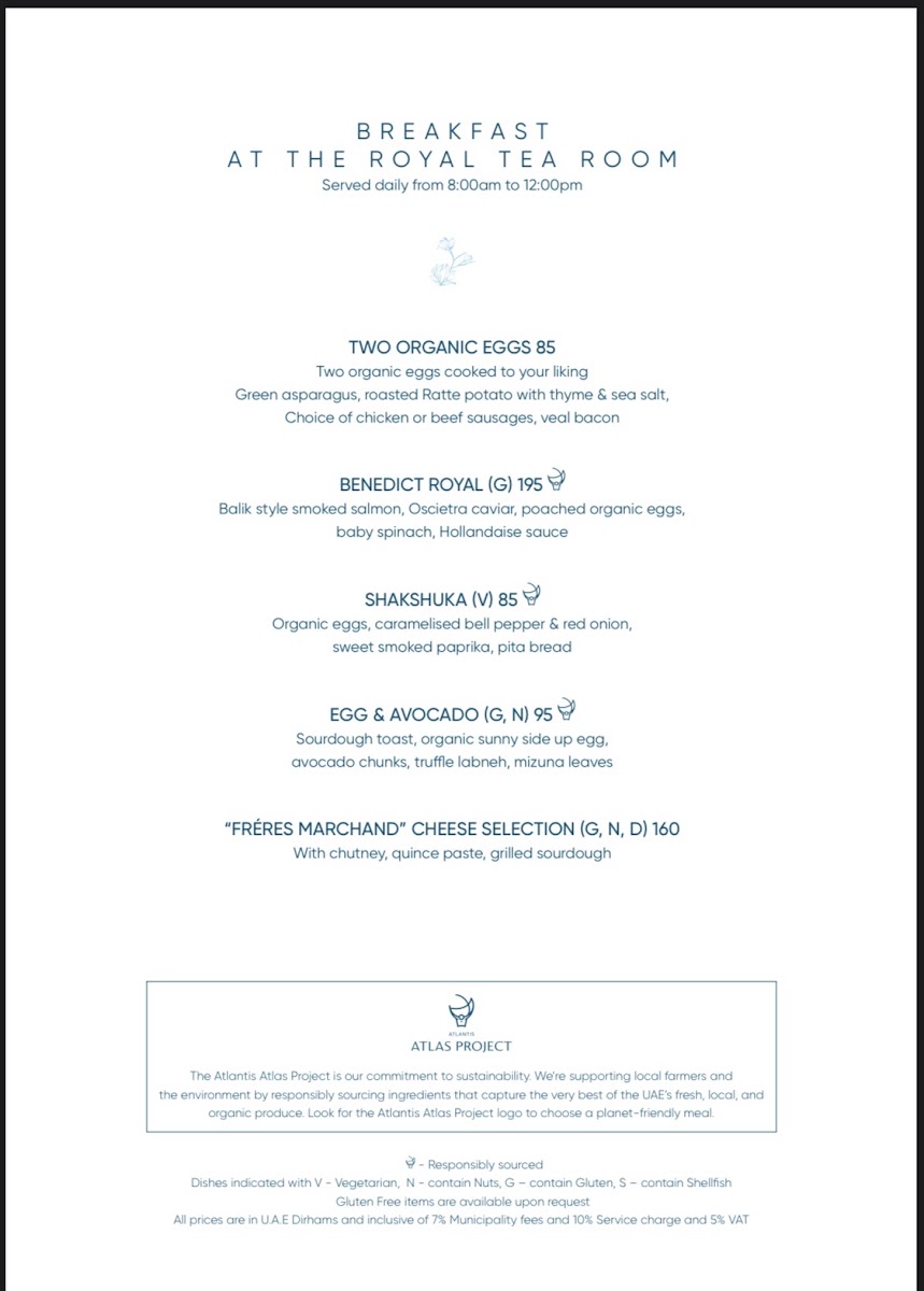 The Royal Tearoom menu board