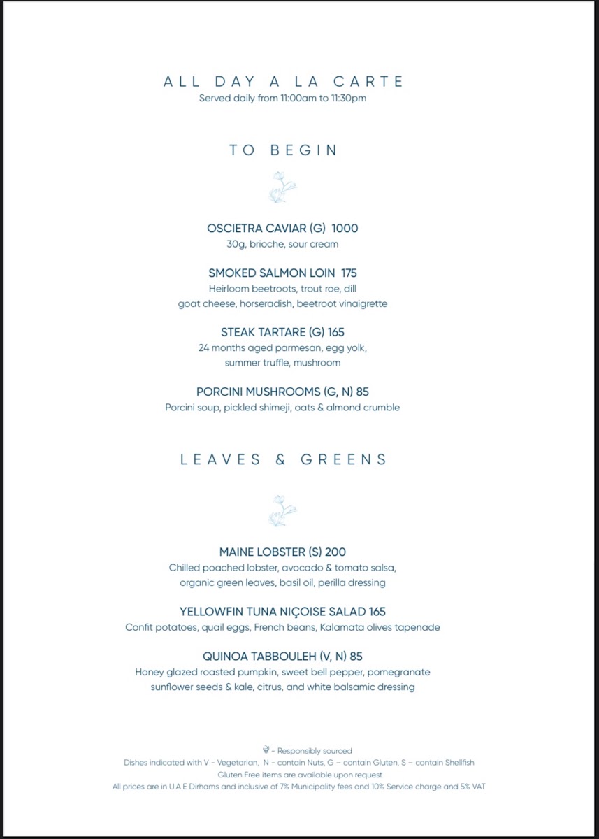 The Royal Tearoom menu board