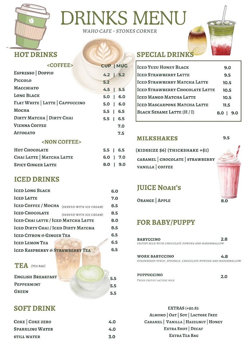 WAHO Cafe menu board