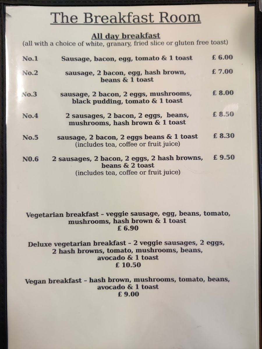 The Breakfast Room Ltd menu board