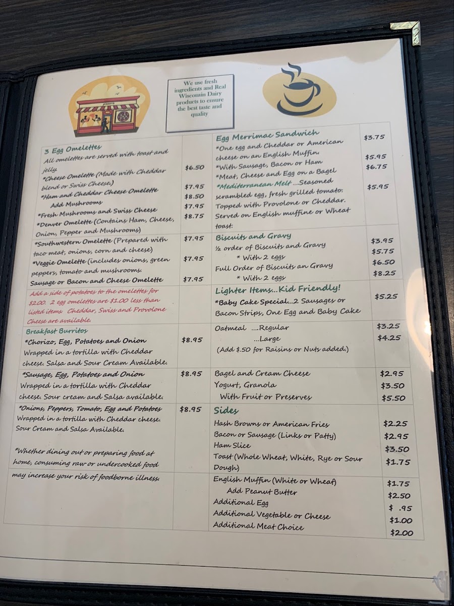 Candy's Merrimac Cafe menu board