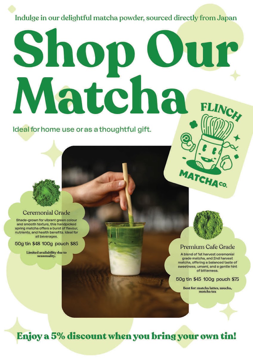 Flinch Coffee & Play menu board