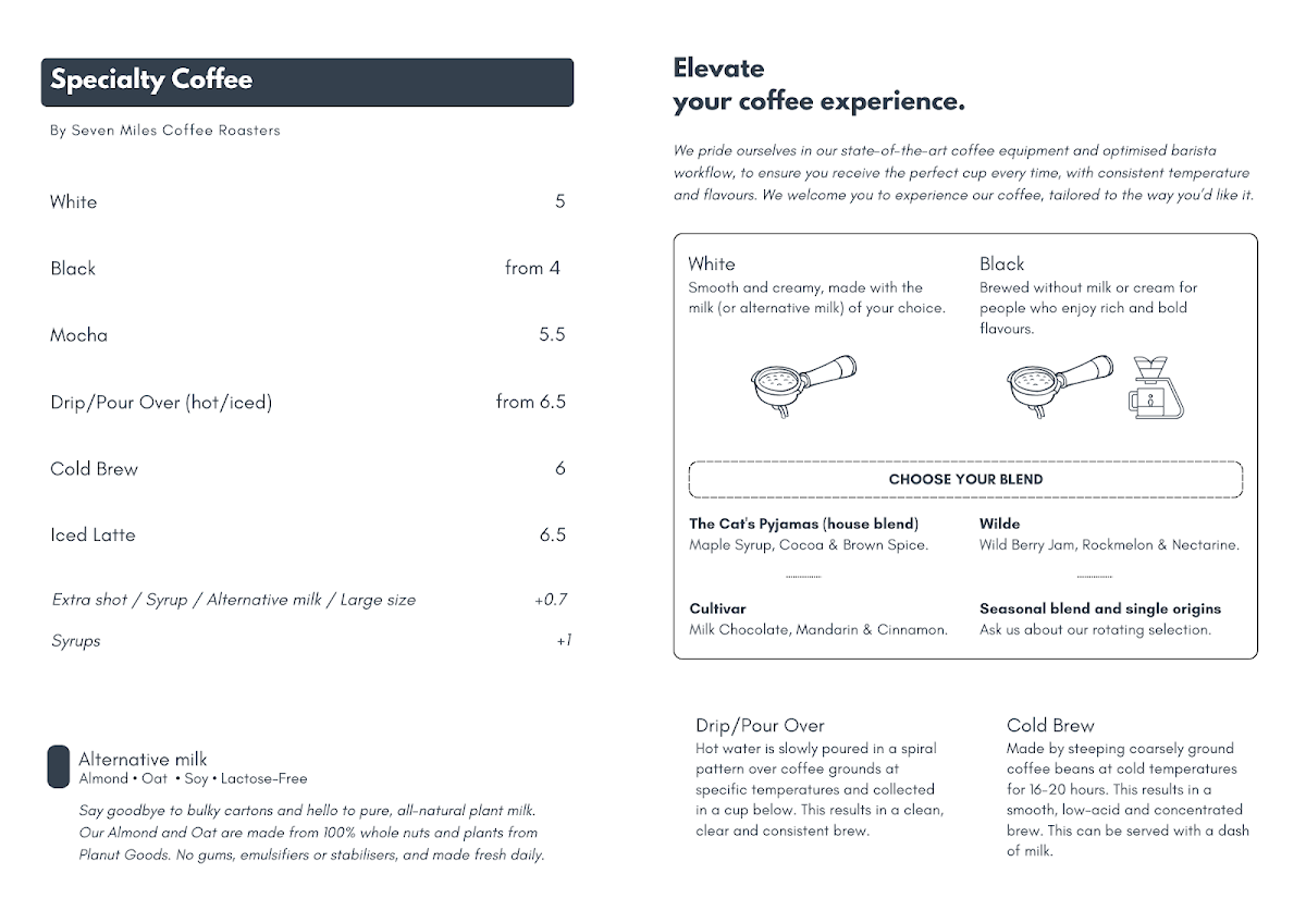Flinch Coffee & Play menu board