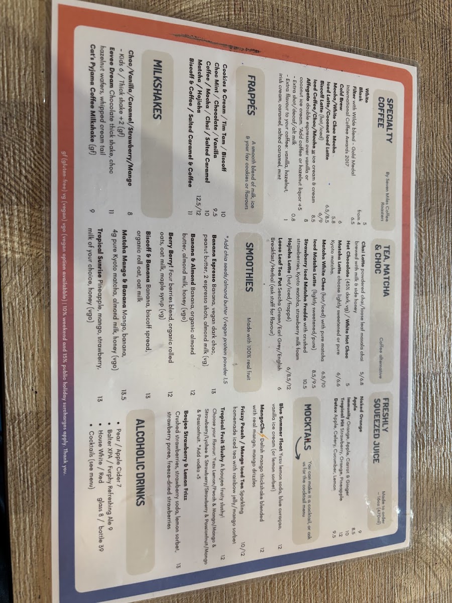Flinch Coffee & Play menu board