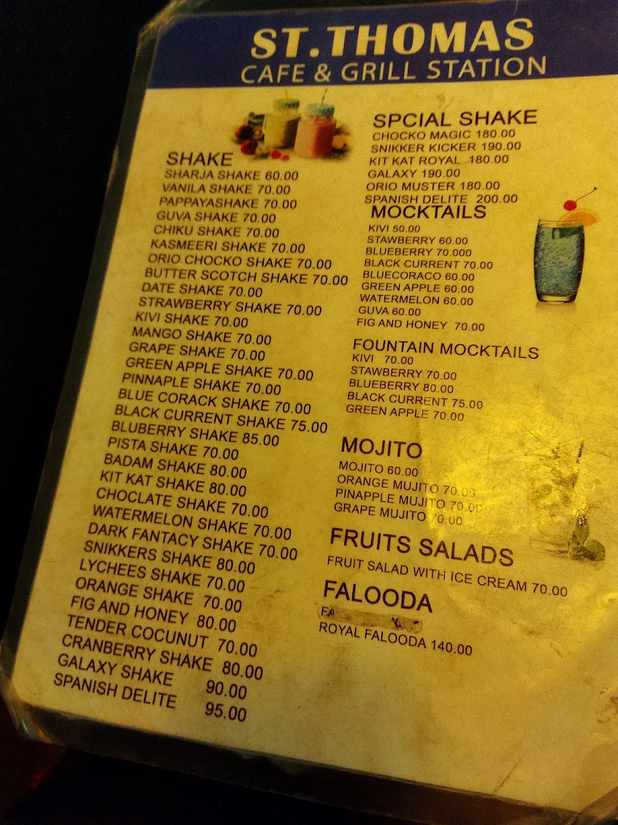 ST THOMAS CAFE HOUSE menu board