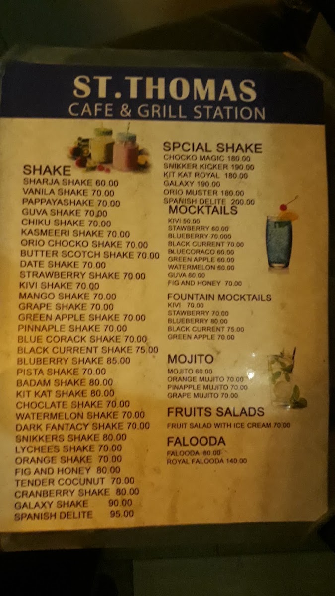 ST THOMAS CAFE HOUSE menu board
