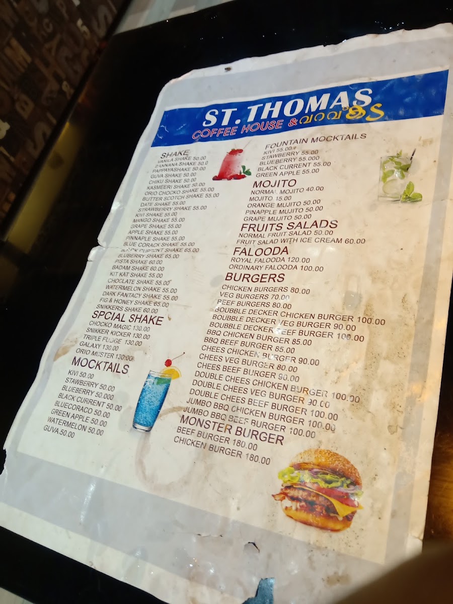 ST THOMAS CAFE HOUSE menu board
