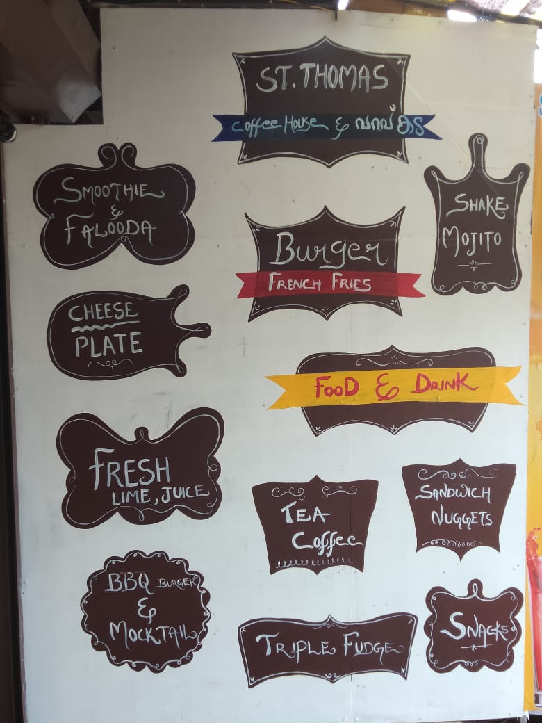 ST THOMAS CAFE HOUSE menu board