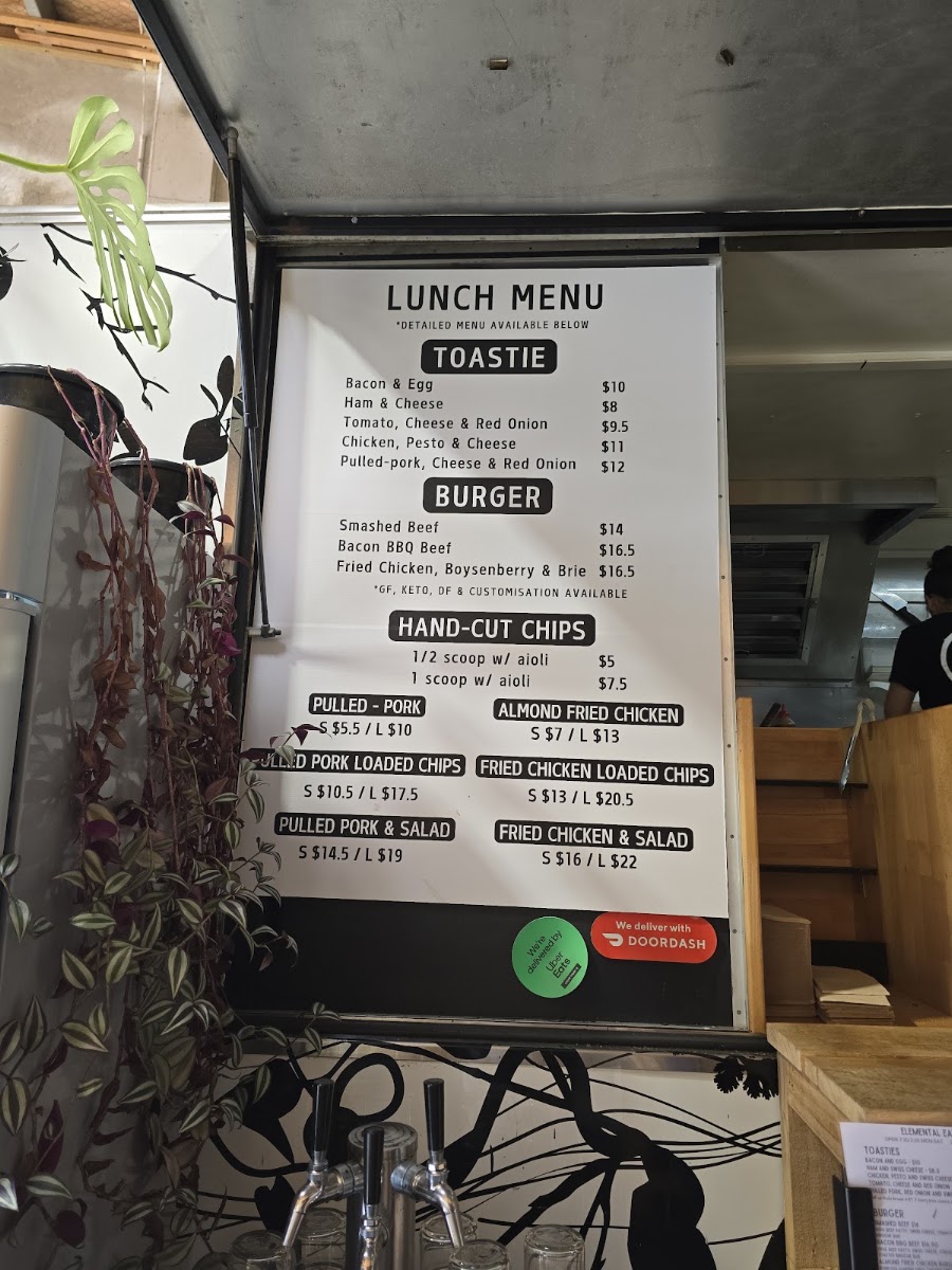 Elemental Eats menu board